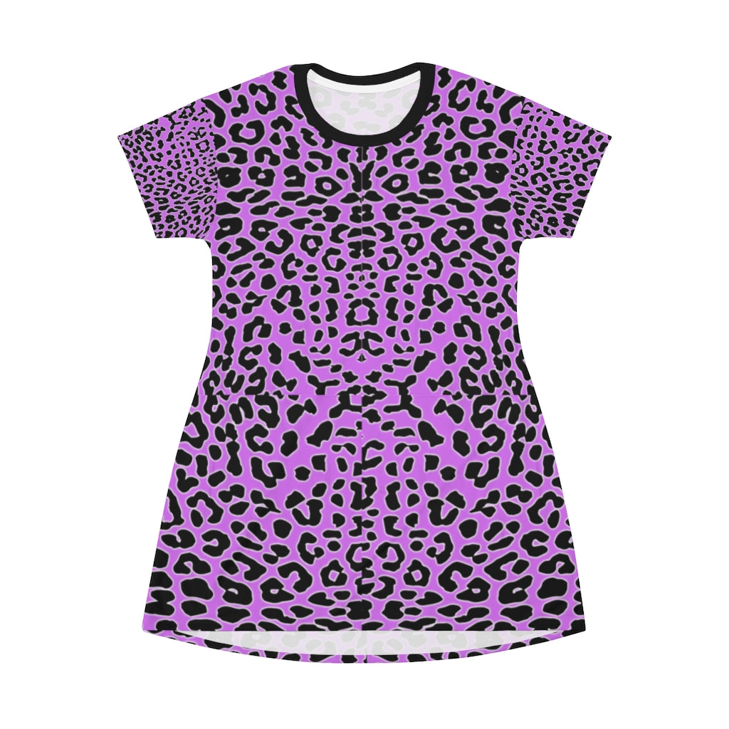 Violet Flame Leopard Print T-Shirt Dress Violet Flame Leopard Print T-Shirt Dress