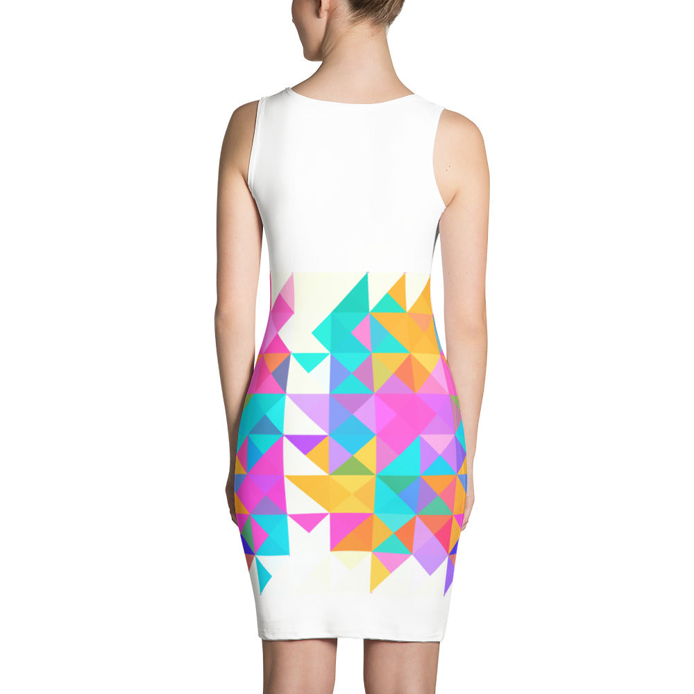 Rainbow Mosaic Fitted Dress