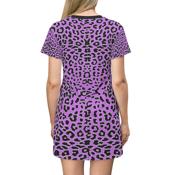 Violet Flame Leopard Print T-Shirt Dress