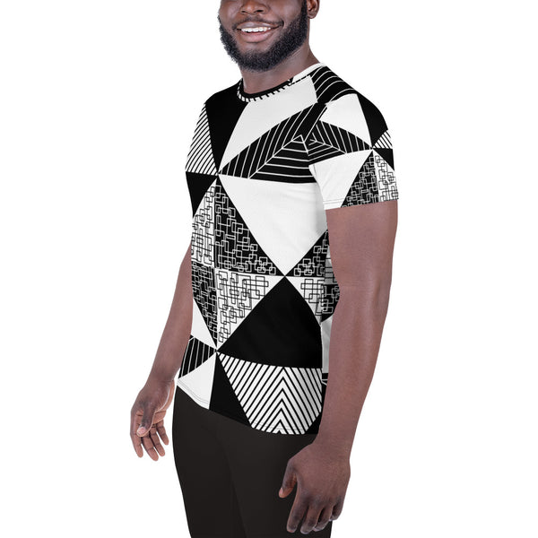 Noir & Blanc Psychedelic Men's Athletic T-shirt | Black or White