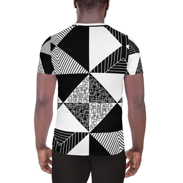 Noir & Blanc Psychedelic Men's Athletic T-shirt | Black or White
