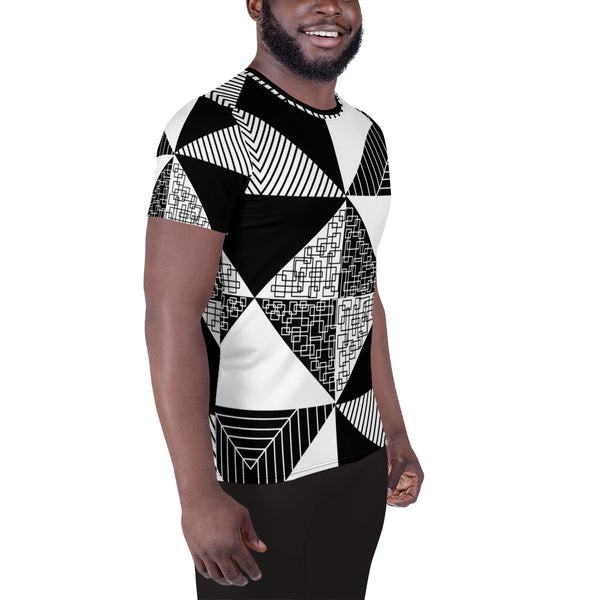 Noir & Blanc Psychedelic Men's Athletic T-shirt | Black or White